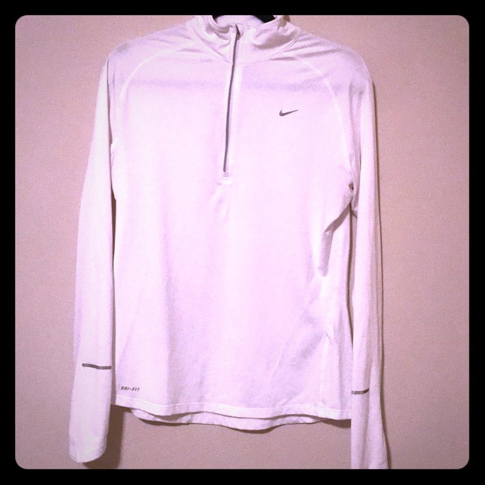 LG White NikeDri-Fit, 1/2 zip pullover running EUC